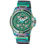 Guess King Iridescent Multifunction Multicolor Dial Purple Steel Strap Watch For Men - GW0497G3