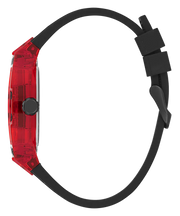 Guess Phoenix Multifunction Analog Red Dial Black Silicone Strap Watch For Men - GW0499G4
