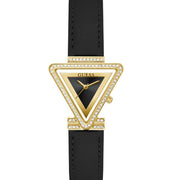 Guess Fame Quartz Black Dial Black Leather Strap Watch For Women - GW0504L5