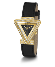 Guess Fame Quartz Black Dial Black Leather Strap Watch For Women - GW0504L5