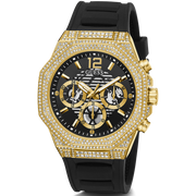 Guess Momentum Chronograph Diamonds Black Dial Black Silicone Strap Watch For Men - GW0518G2