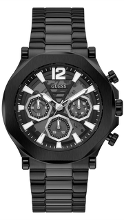 Guess Edge Chronograph Black Dial Black Steel Strap Watch For Men - GW0539G3