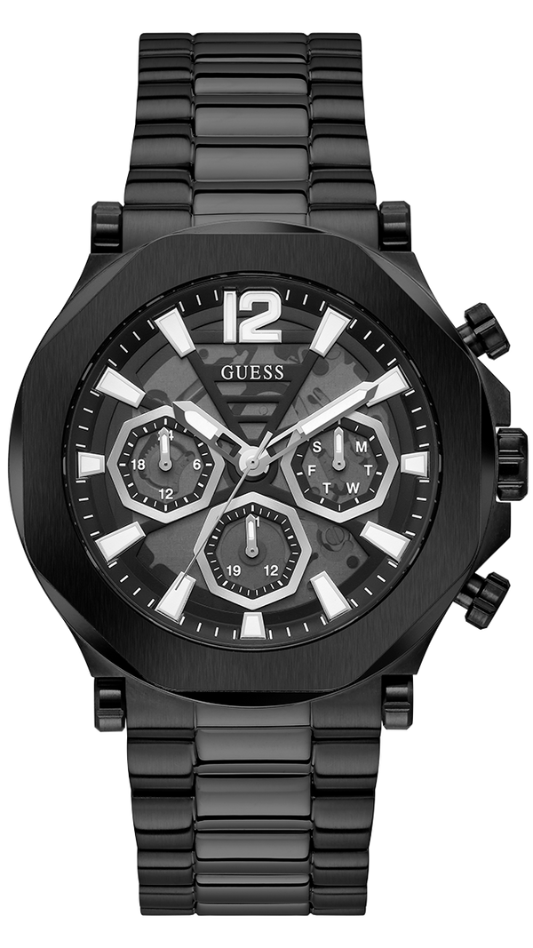 Guess Edge Chronograph Black Dial Black Steel Strap Watch For Men - GW0539G3
