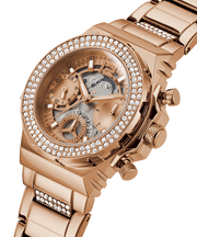 Guess Fusion Chronograph Rose Gold Dial Rose Gold Steel Strap Watch for Women - GW0552L3