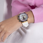 Guess Fusion Chronograph White Dial White Leather Strap Watch For Women - GW0553L2