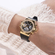 Guess Fusion Chronograph Black Dial Black Leather Strap Watch For Women - GW0553L4