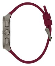 Guess Headline Multifunction Grey Dial Burgundy Silicone Strap Watch For Men - GW0571G4
