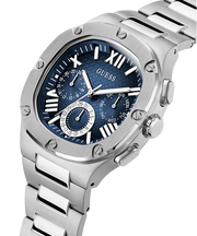 Guess Headliner Multifunction Blue Dial Silver Steel Strap Watch For Men - GW0572G1