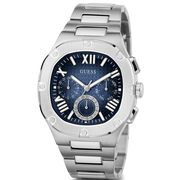 Guess Headliner Multifunction Blue Dial Silver Steel Strap Watch For Men - GW0572G1