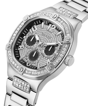 Guess Duke Glitz Black Dial Silver Steel Strap Watch For Men - GW0576G1