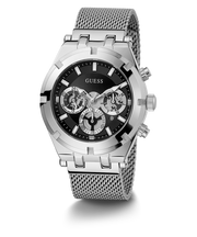 Guess Continental Quartz Black Dial Silver Mesh Strap Watch For Men - GW0582G1