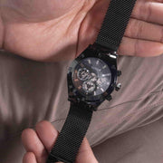 Guess Continental Chronograph Black Dial Black Mesh Strap Watch For Men - GW0582G3