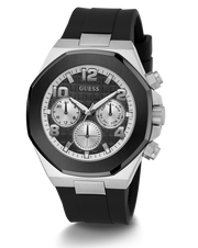 Guess Empire Chronograph Black Dial Black Silicon Strap Watch For Men - GW0583G1