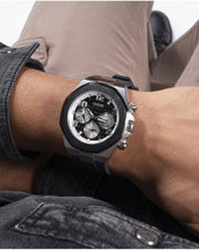 Guess Empire Chronograph Black Dial Black Silicon Strap Watch For Men - GW0583G1