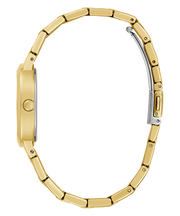 Guess Cubed Analog Gold Dial Gold Steel Strap Watch For Women - GW0606L2