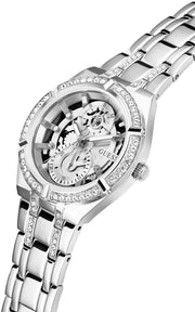 Guess Allara Quartz Silver Dial Silver Steel Strap Watch For Women - GW0604L1