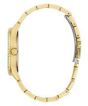 Guess Cubed Analog Gold Dial Gold Steel Strap Watch For Women - GW0606L2