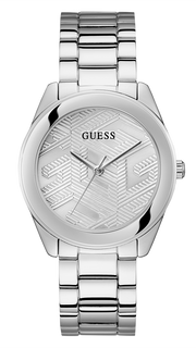 Guess Cubed Analog Silver Dial Silver Steel Strap Watch For Women - GW0606L1