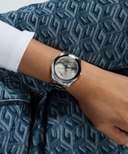 Guess G-Twist Silver Dial Silver Steel Strap Watch for Women - W1082L1