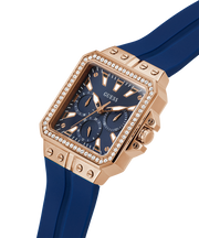 Guess Libra Crystals Blue Dial Blue Silicone Strap Watch For Women - GW0618L2