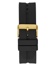 Guess King Quartz Crystals Gold Dial Black Silicone Strap Watch For Men - GW0537G2
