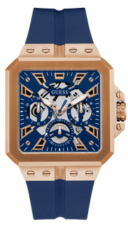 Guess Leo Chronograph Blue Dial Blue Silicone Strap Watch For Men - GW0637G3