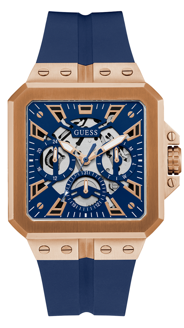 Guess Leo Chronograph Blue Dial Blue Silicone Strap Watch For Men - GW0637G3