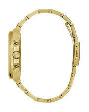 Guess Equity Analog Green Dial Gold Steel Strap Watch For Men - GW0703G2