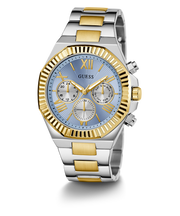 Guess Equity Analog Blue Dial Two Tone Steel Strap Watch For Men - GW0703G3