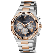 Guess Equity Multifunction Black Dial Two Tone Steel Strap Watch For Men - GW0703G4