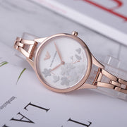 Emporio Armani Aurora Quartz Silver Dial Gold Steel Strap Watch For Women - AR11108