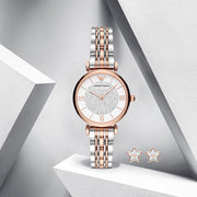 Emporio Armani Gianni T Bar White Dial Two Tone Steel Strap Watch For Women - AR80035
