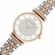Emporio Armani Gianni T Bar White Dial Two Tone Steel Strap Watch For Women - AR80035