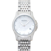 Gucci G Timeless Diamonds Mother of Pearl Dial Silver Steel Strap Watch For Women - YA126504
