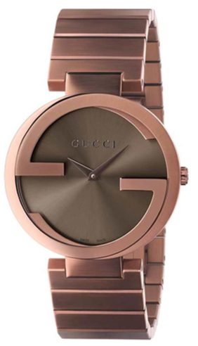 Gucci Interlocking G Quartz Brown Dial Brown Steel Strap Watch for