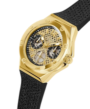 Guess Asteria Multifunction Gold Dial Black Rubber Strap Watch For Women - GW0620L2