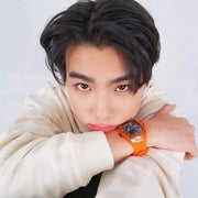 Guess Phoenix Multifunction Black Dial Orange Rubber Strap Watch For Men - GW0203G10