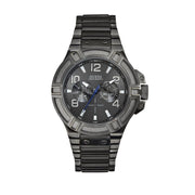 Guess Rigor Multifunction Black Dial Black Steel Strap Watch For Men - W0218G1