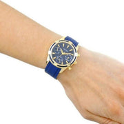 Guess Catalina Blue Gold Tone Blue Silicone Strap Watch For Women - W0562L2