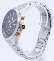 Hugo Boss Grand Prix Chronograph Black Dial Two Tone Steel Strap Watch for Men - 1513473