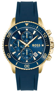 Hugo Boss Admiral Chronograph Blue Dial Blue Rubber SIlicon Strap Watch for Men - 1513965