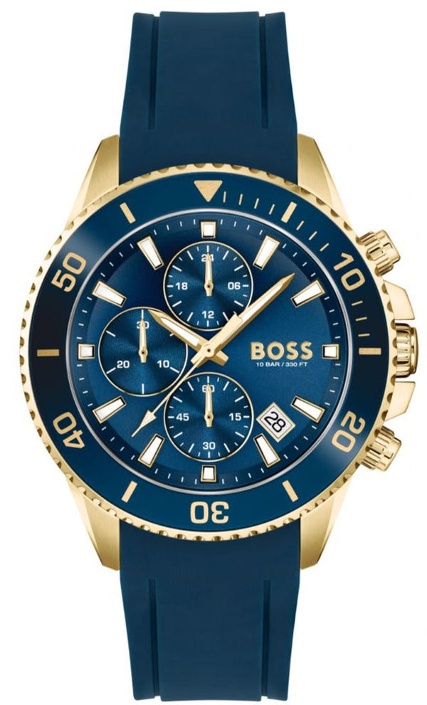 Hugo Boss Admiral Chronograph Blue Dial Blue Rubber SIlicon Strap Watch for Men - 1513965