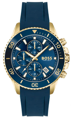 Hugo Boss Admiral Chronograph Blue Dial Blue Rubber SIlicon Strap Watch for Men - 1513965