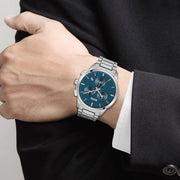 Hugo Boss Trace Chronograph Blue Dial Silver Steel Strap Watch For Men - 1514007