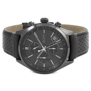 Hugo Boss Grand Prix Chronograph Black Dial Black Leather Strap Watch for Men - 1513474