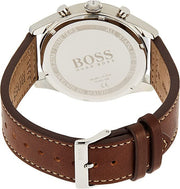 Hugo Boss Aeroliner Chronoraph White Dial Brown Leather Strap Watch For Men - 1512447