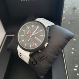 Hugo Boss Velocity Chronograph Black Dial White Rubber Strap Watch for Men - 1513718
