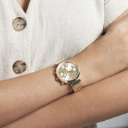 Hugo Boss Flawless Chronograph Gold Dial Gold Steel Strap Watch for Women - 1502532