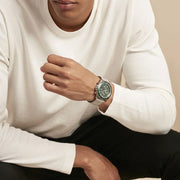 Lacoste Neoheritage Chronograph Green Dial Silver Steel Strap Watch for Men - 2011255