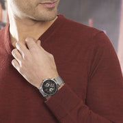 Tommy Hilfiger Chronograph Black Dial Silver Mesh Bracelet Watch for Men - 1791292